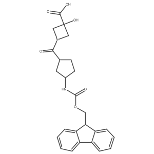 rac-1-[(1R,3S)-3-({[(9H-fluoren-9-yl)methoxy]carbonyl}amino)cyclopentanecarbonyl]-3-hydroxyazetidine-3-carboxylic acid Structure
