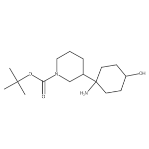 Tert-butyl 3-(1-amino-4-hydroxycyclohexyl)piperidine-1-carboxylate结构式