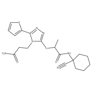 2-{[4-(2-carbamoylethyl)-5-(furan-2-yl)-4H-1,2,4-triazol-3-yl]sulfanyl}-N-(1-cyanocyclohexyl)propanamide结构式