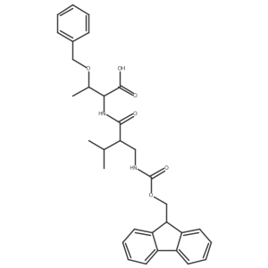 (2S,3R)-3-(benzyloxy)-2-{2-[({[(9H-fluoren-9-yl)methoxy]carbonyl}amino)methyl]-3-methylbutanamido}butanoic acid结构式