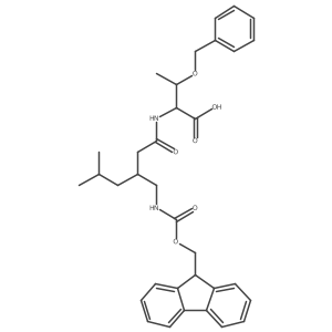 (2R,3S)-3-(benzyloxy)-2-{3-[({[(9H-fluoren-9-yl)methoxy]carbonyl}amino)methyl]-5-methylhexanamido}butanoic acid结构式