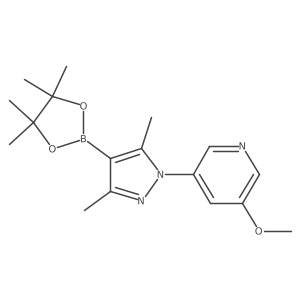 3-[3,5-Dimethyl-4-(4,4,5,5-tetramethyl-1,3,2-dioxaborolan-2-yl)pyrazol-1-yl]-5-methoxy-pyridine结构式