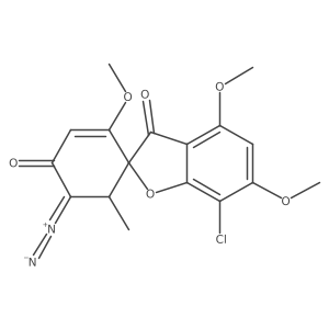 (1a(2)S,6a(2)R)-7-Chloro-5a(2)-diazo-2a(2),4,6-trimethoxy-6a(2)-methylspiro[benzofuran-2(3H),1a(2)-[2]cyclohexene]-3,4a(2)-dione Structure