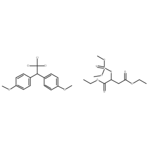 Butanedioic acid, 2-[(dimethoxyphosphinothioyl)thio]-, diethyl ester mixt. with 1,1'-(2,2,2-trichloroethylidene)bis[4-methoxybenzene] Structure