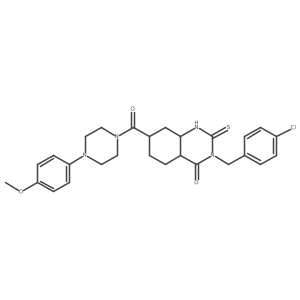 3-[(4-chlorophenyl)methyl]-7-[4-(4-methoxyphenyl)piperazine-1-carbonyl]-2-sulfanylidene-4a,5,6,7,8,8a-hexahydro-1H-quinazolin-4-one Structure