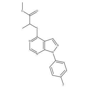 methyl 2-((1-(4-fluorophenyl)-1H-pyrazolo[3,4-d]pyrimidin-4-yl)thio)propanoate结构式