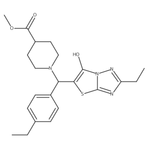Methyl 1-((2-ethyl-6-hydroxythiazolo[3,2-b][1,2,4]triazol-5-yl)(4-ethylphenyl)methyl)piperidine-4-carboxylate Structure