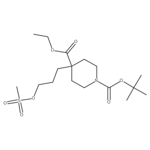 1-Tert-butyl 4-ethyl 4-(3-((methanesulfonyl)oxy)propyl)piperidine-1,4-dicarboxylate结构式