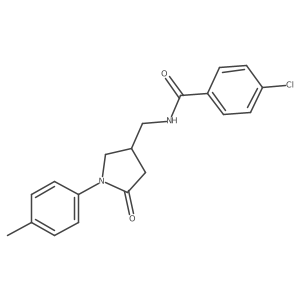4-chloro-N-((5-oxo-1-(p-tolyl)pyrrolidin-3-yl)methyl)benzamide结构式