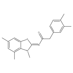 2-(3,4-dimethylphenyl)-N-(3,4,6-trimethylbenzo[d]thiazol-2(3H)-ylidene)acetamide结构式