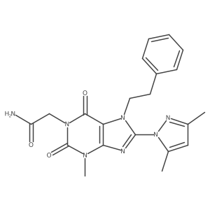 2-(8-(3,5-dimethyl-1H-pyrazol-1-yl)-3-methyl-2,6-dioxo-7-phenethyl-2,3,6,7-tetrahydro-1H-purin-1-yl)acetamide结构式