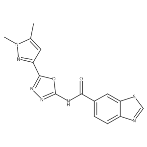 N-[5-(1,5-dimethyl-1H-pyrazol-3-yl)-1,3,4-oxadiazol-2-yl]-1,3-benzothiazole-6-carboxamide Structure