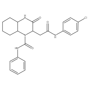 2-{2-[(4-chlorophenyl)amino]-2-oxoethyl}-3-oxo-N-phenyloctahydroquinoxaline-1(2H)-carboxamide Structure