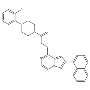 4-({2-[4-(2-Fluorophenyl)piperazin-1-yl]-2-oxoethyl}thio)-2-(1-naphthyl)pyrazolo[1,5-a]pyrazine结构式