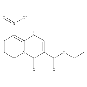 Ethyl 1,6,7,8-tetrahydro-6-methyl-9-nitro-4-oxo-4H-pyrido[1,2-a]pyrimidine-3-carboxylate结构式