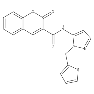 2-oxo-N-[1-(thiophen-2-ylmethyl)-1H-pyrazol-5-yl]-2H-chromene-3-carboxamide结构式