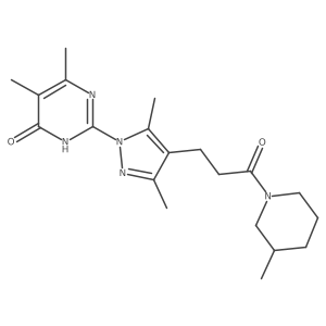 2-(3,5-dimethyl-4-(3-(3-methylpiperidin-1-yl)-3-oxopropyl)-1H-pyrazol-1-yl)-5,6-dimethylpyrimidin-4(3H)-one结构式