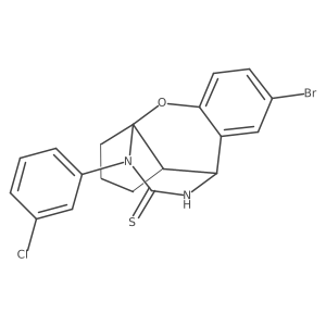 7-bromo-12-(3-chlorophenyl)-2,3,9,9a-tetrahydro-1H-3a,9-(epiminomethanoimino)cyclopenta[b]chromene-11-thione结构式