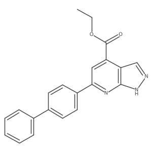Ethyl 6-[1,1'-biphenyl]-4-yl-1H-pyrazolo[3,4-b]pyridine-4-carboxylate结构式