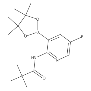 N-(5-Fluoro-3-(4,4,5,5-tetramethyl-1,3,2-dioxaborolan-2-yl)pyridin-2-yl)pivalamide结构式