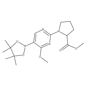 D-Proline, 1-[4-methoxy-5-(4,4,5,5-tetramethyl-1,3,2-dioxaborolan-2-yl)-2-pyrimidinyl]-, methyl ester结构式