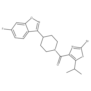(2-Bromo-5-isopropyl-1,3-thiazol-4-yl)[4-(6-fluoro-1,2-benzisoxazol-3-yl)piperidino]methanone Structure