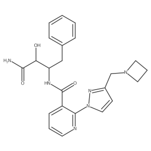 N-(4-amino-3-hydroxy-4-oxo-1-phenylbutan-2-yl)-2-[3-(azetidin-1-ylmethyl)pyrazol-1-yl]pyridine-3-carboxamide结构式