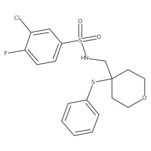 3-chloro-4-fluoro-N-((4-(phenylthio)tetrahydro-2H-pyran-4-yl)methyl)benzenesulfonamide Structure