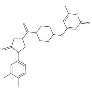 1-(3,4-dimethylphenyl)-4-(4-((6-methyl-2-oxo-2H-pyran-4-yl)oxy)piperidine-1-carbonyl)pyrrolidin-2-one结构式