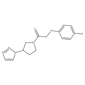 1-(3-(1H-1,2,3-triazol-1-yl)pyrrolidin-1-yl)-2-((4-fluorophenyl)thio)ethanone Structure