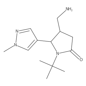 rac-(4R,5S)-4-(aminomethyl)-1-tert-butyl-5-(1-methyl-1H-pyrazol-4-yl)pyrrolidin-2-one结构式
