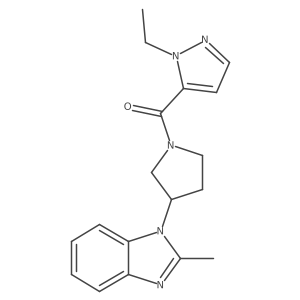(1-ethyl-1H-pyrazol-5-yl)(3-(2-methyl-1H-benzo[d]imidazol-1-yl)pyrrolidin-1-yl)methanone结构式