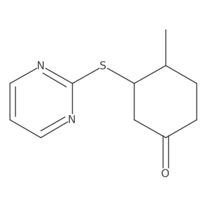 4-Methyl-3-(pyrimidin-2-ylsulfanyl)cyclohexan-1-one Structure