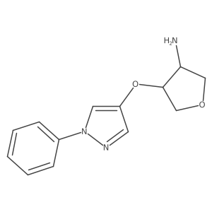 rac-(3R,4R)-4-[(1-phenyl-1H-pyrazol-4-yl)oxy]oxolan-3-amine, cis结构式