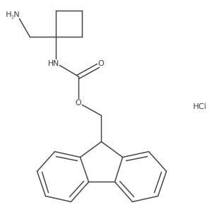 (1-N-Fmoc-aminocyclobutyl)methanamine HCl结构式