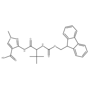 3-[(2R)-2-({[(9H-fluoren-9-yl)methoxy]carbonyl}amino)-3,3-dimethylbutanamido]-1-methyl-1H-pyrazole-4-carboxylic acid结构式