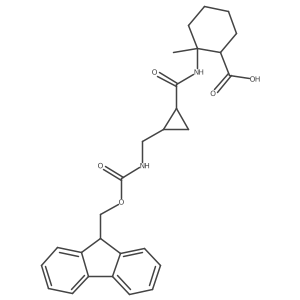 2-{2-[({[(9H-fluoren-9-yl)methoxy]carbonyl}amino)methyl]cyclopropaneamido}-2-methylcyclohexane-1-carboxylic acid Structure
