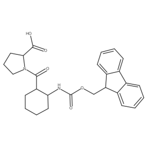 (2R)-1-[(1RS,2SR)-2-({[(9H-fluoren-9-yl)methoxy]carbonyl}amino)cyclohexanecarbonyl]pyrrolidine-2-carboxylic acid结构式