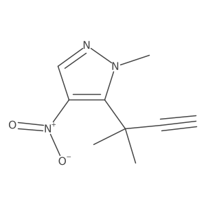 1-methyl-5-(2-methylbut-3-yn-2-yl)-4-nitro-1H-pyrazole结构式