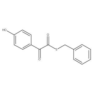 Benzeneethanethioic acid, 4-hydroxy-alpha-oxo-, S-(phenylmethyl) ester Structure