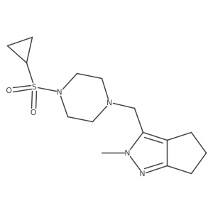 1-(cyclopropanesulfonyl)-4-({2-methyl-2H,4H,5H,6H-cyclopenta[c]pyrazol-3-yl}methyl)piperazine结构式