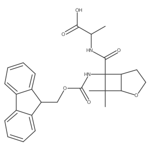 (2S)-2-{[6-({[(9H-fluoren-9-yl)methoxy]carbonyl}amino)-7,7-dimethyl-2-oxabicyclo[3.2.0]heptan-6-yl]formamido}propanoic acid结构式