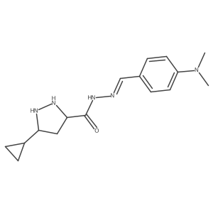 5-cyclopropyl-N-[(E)-[4-(dimethylamino)phenyl]methylideneamino]pyrazolidine-3-carboxamide Structure
