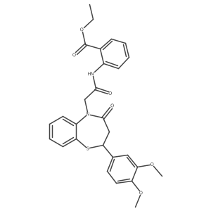 ethyl 2-(2-(2-(3,4-dimethoxyphenyl)-4-oxo-3,4-dihydrobenzo[b][1,4]thiazepin-5(2H)-yl)acetamido)benzoate Structure