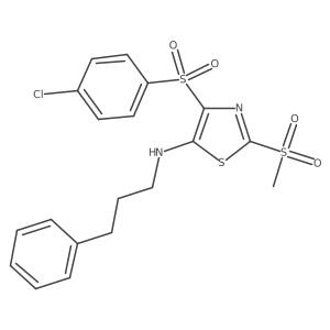 4-((4-chlorophenyl)sulfonyl)-2-(methylsulfonyl)-N-(3-phenylpropyl)thiazol-5-amine结构式