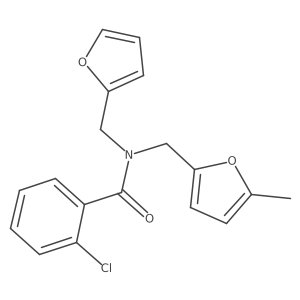 2-chloro-N-(furan-2-ylmethyl)-N-[(5-methylfuran-2-yl)methyl]benzamide结构式