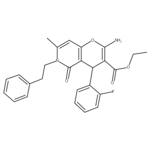 ethyl 2-amino-4-(2-fluorophenyl)-7-methyl-5-oxo-6-(2-phenylethyl)-4H,5H,6H-pyrano[3,2-c]pyridine-3-carboxylate结构式