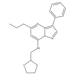 3-phenyl-5-propyl-N-(tetrahydrofuran-2-ylmethyl)pyrazolo[1,5-a]pyrimidin-7-amine结构式