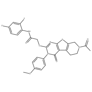 2-((7-acetyl-3-(4-methoxyphenyl)-4-oxo-3,4,5,6,7,8-hexahydropyrido[4',3':4,5]thieno[2,3-d]pyrimidin-2-yl)thio)-N-(2,4-difluorophenyl)acetamide结构式