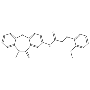 2-(2-methoxyphenoxy)-N-(10-methyl-11-oxo-10,11-dihydrodibenzo[b,f][1,4]oxazepin-2-yl)acetamide结构式